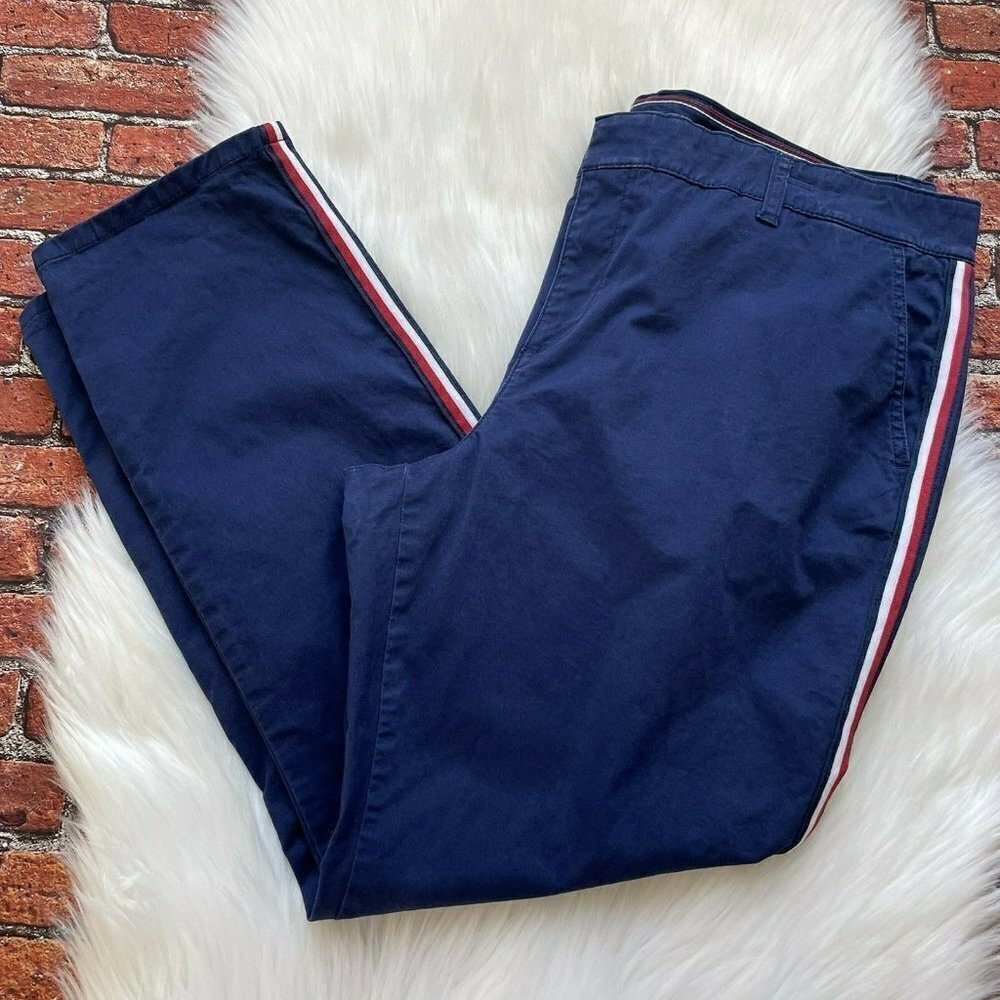 Tommy Hilfiger Hampton Chino Pants Stretch Slim Side Stripe Preppy Casual 18